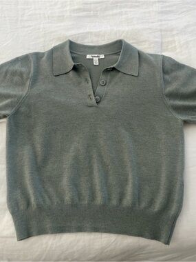 Splendid Women's Short-Sleeve V-Neck Polo Sweater in color Eucalyptus